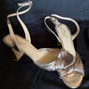 Jewel Badgley Mischka Metallic Gold Strappy Heels